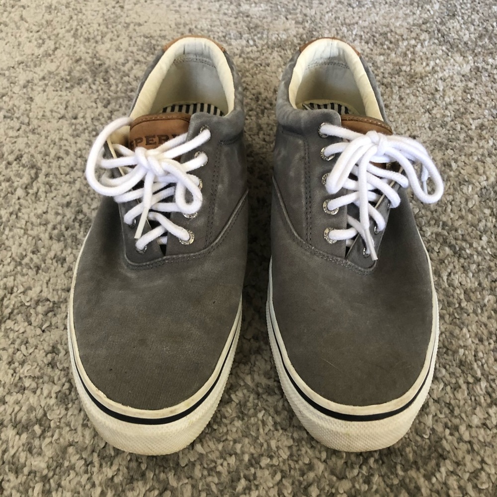 Grey Sperry Lace Up Sneakers